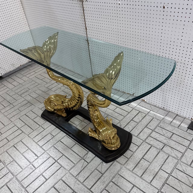 Metal 1970s Sculptural Italian Bronze Brass Koi Fish Console Table For Sale - Image 7 of 9