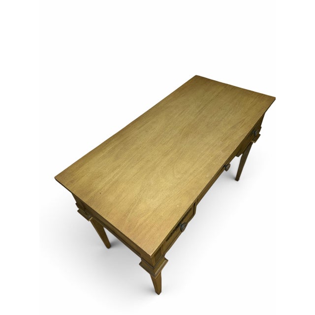 Vintage Neoclassical Sage Green 3-Drawer Writing Desk by White Fine Furniture Co. For Sale - Image 9 of 9