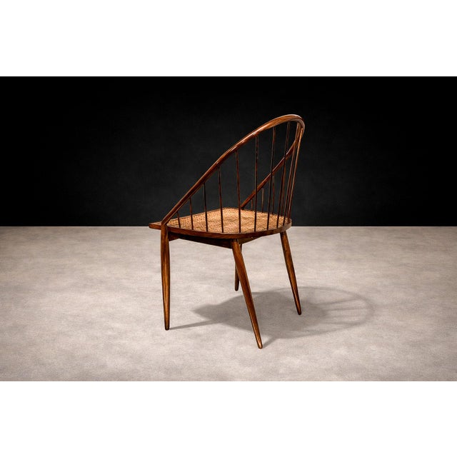 Brown Curva Chair in Rosewood & Caning, Joaquim Tenreiro, 1960s For Sale - Image 8 of 14
