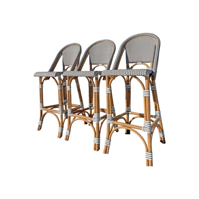 Gray Restoration Hardware St. Germaine Resin Parisian Style Counter or Bar Stools Chairs For Sale - Image 8 of 12