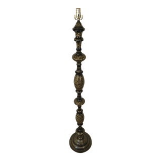 20th Century Anglo Indian Etched Brass Floor Lamp For Sale