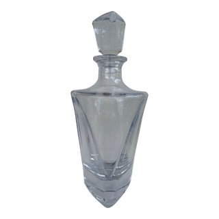 1970s Art Deco / Bohemian Style Heavy Crystal Geometric Liquor Decanter With Faceted Stopper For Sale