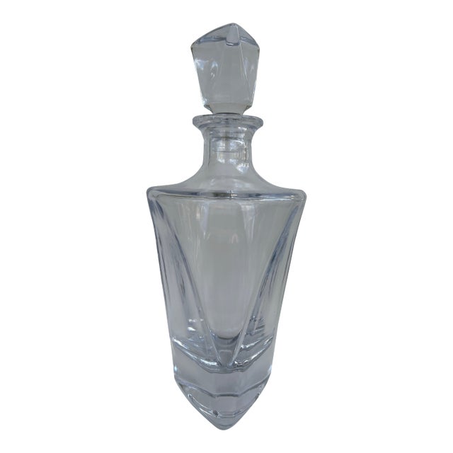 1970s Art Deco / Bohemian Style Heavy Crystal Geometric Liquor Decanter With Faceted Stopper For Sale