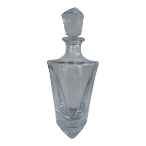 1970s Art Deco / Bohemian Style Heavy Crystal Geometric Liquor Decanter With Faceted Stopper