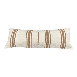 Turkish Hemp Pillow Cushion Natural Beige Brown Cushion Cover 14"x40" For Sale