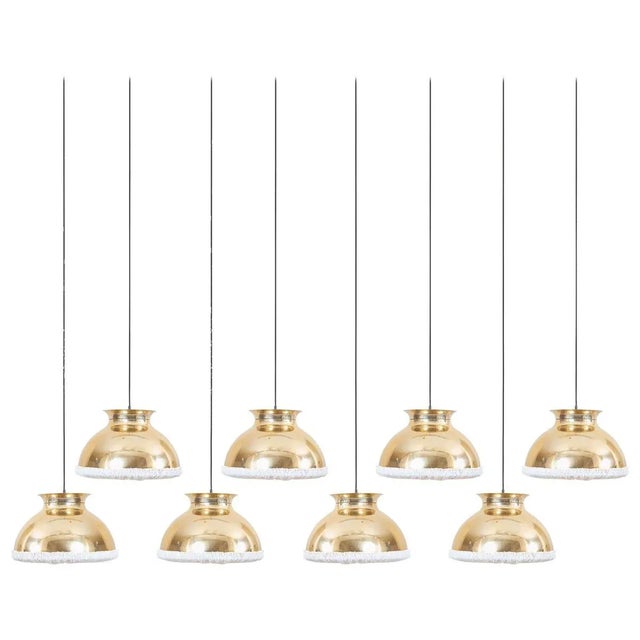 Large Brass Pendant Lamp with Fabric, 1970s For Sale - Image 12 of 12