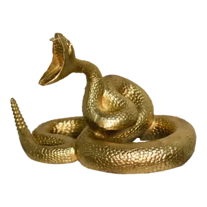 Vintage Gilded Coiled Cast Metal Rattlesnake Statue