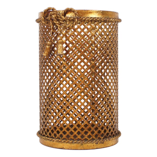 Umbrella Stand in Gilded Metal by Li Puma Firenze, 1960s For Sale