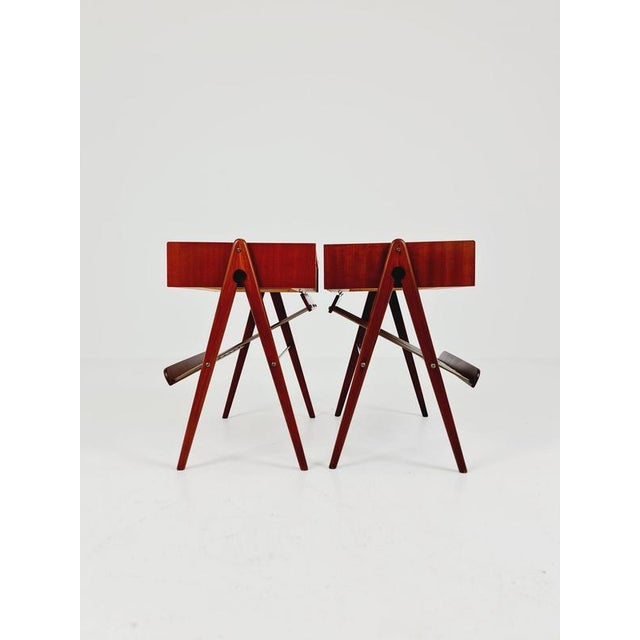 Mid-Century Danish Mahogany and Brass Nightstands, 1960s, Set of 2 For Sale - Image 5 of 18