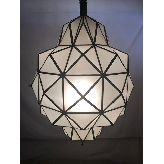 Large Art Deco White Milk Chandelier, Pendant or Lantern in Dome Shape For Sale - Image 11 of 12