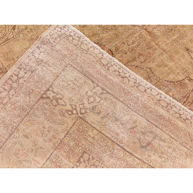 Authentic 19th Century Persian Kirman Botanic Handmade Wool Rug For Sale - Image 9 of 9