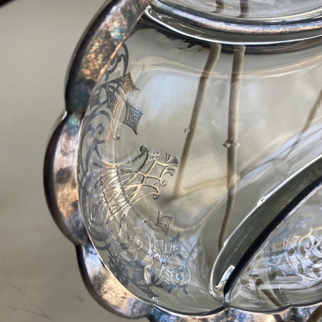 Vintage Art Deco Style Sterling Silver Overlay Glass Divided Dish For Sale - Image 4 of 6
