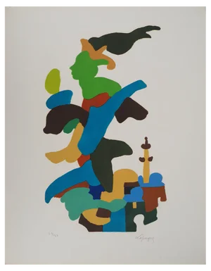 Charles Lapicque, Passing of the Olympic Flame, Original Lithograph