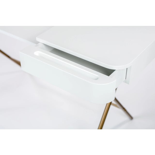 Cosimo Desk with White Mat Lacquered Top & Golden Frame by Marco Zanuso Jr. for Adentro, 2017 For Sale - Image 6 of 14