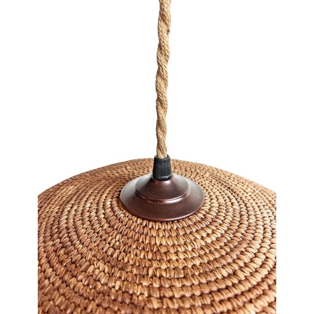 Textile Vintage Dogon Dome Basket Pendant Light For Sale - Image 7 of 7