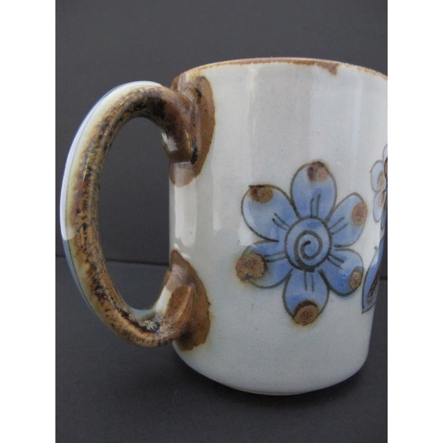 Ceramic Ken Edwards El Palomar Blue Bird Flowers Mexican Tonala Stoneware Coffee Cup Mug For Sale - Image 7 of 9