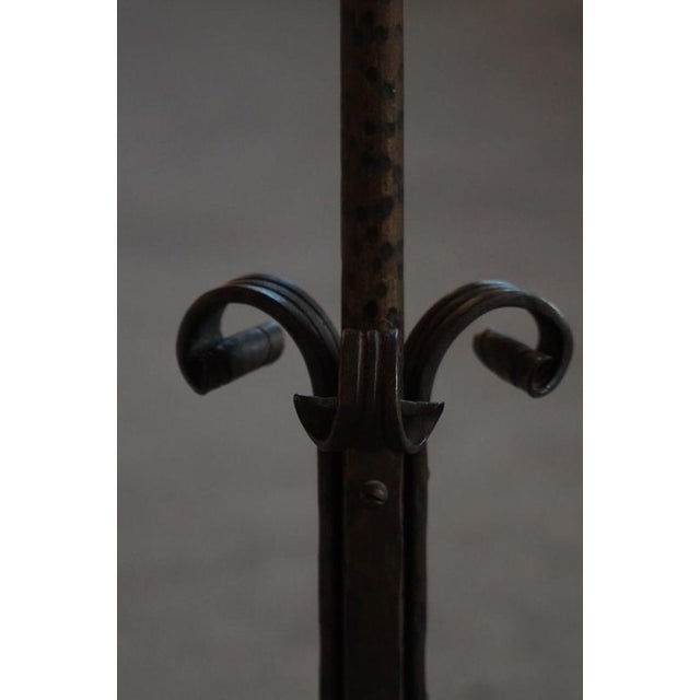 Art Deco Danish Iron Floor Lamp with Tripod Base and Floral Lampshade, 1940s For Sale - Image 17 of 18