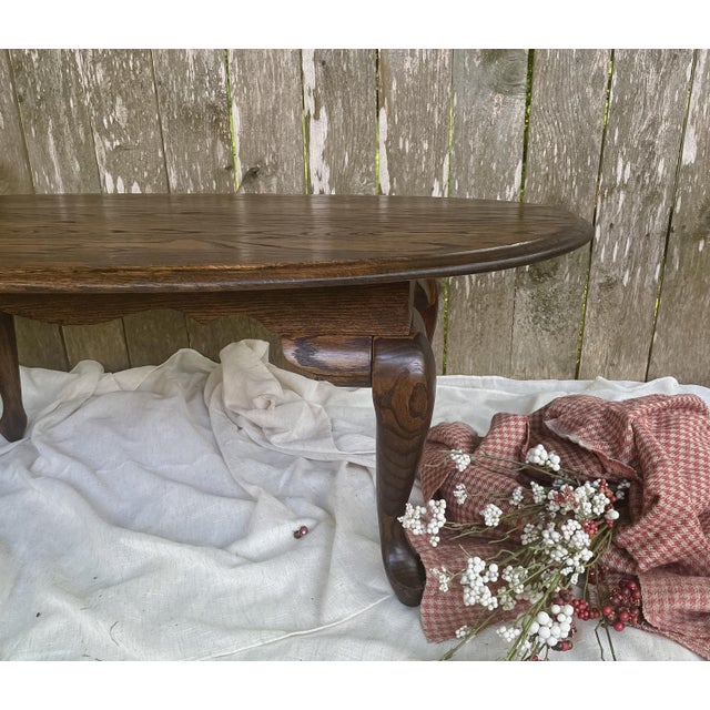 Late 20th Century Broyhill Furniture Solid Oak Rustic French Country Accent Oval Coffee Table ...