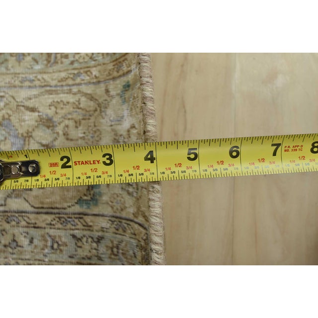 Tabriz Rug 9’2” X 10’8” Beige Wool Vintage Distressed Hand-Knotted Carpet For Sale - Image 13 of 15