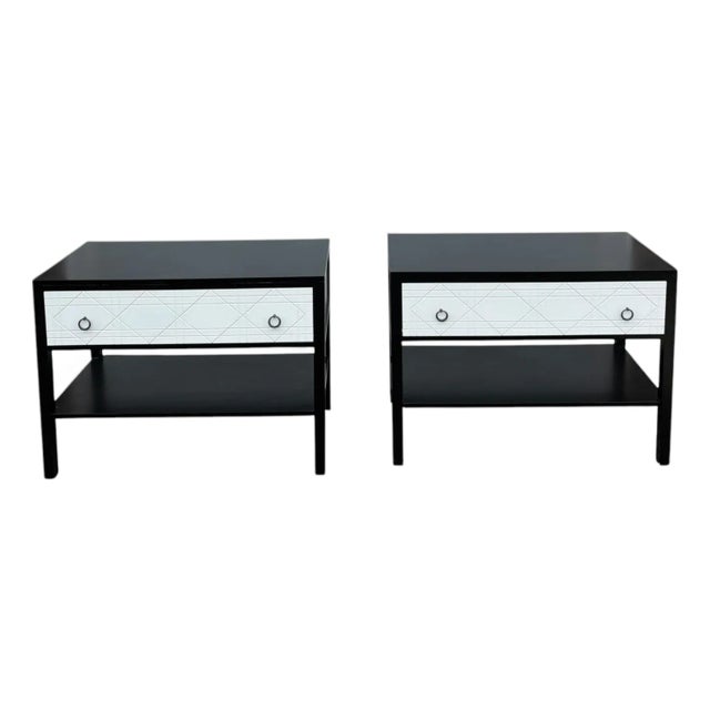 Pair of Modern Black and White Nightstands/End Tables. For Sale