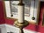 Metal Classic Brass Table Lamp With Red Tole Shade For Sale - Image 7 of 9