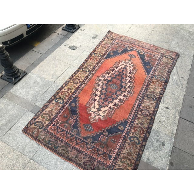 Turkish 1960s Vintage Turkish Oushak Rug - 4′2″ × 7′6″ For Sale - Image 3 of 11
