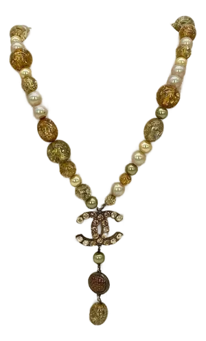 Vintage Chanel Diamante Beaded Pearl Necklace