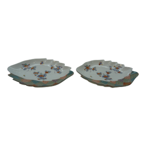 Late 20th Century Mohahedeh Meissen Style Leaf Dishes a Pair