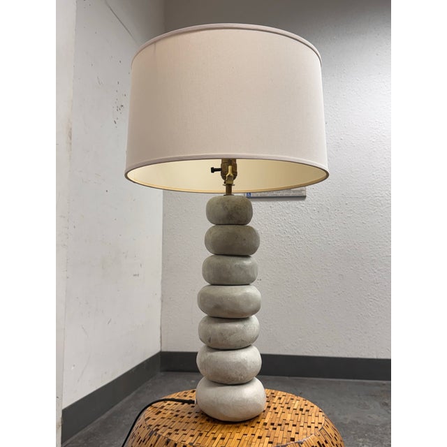 Contemporary Indonesian Stacking Faux Stone Table Lamp For Sale - Image 3 of 12