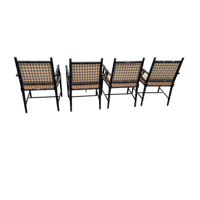 Ornamental & Decorative Materials Mid 20th Century Set 4 Faux Bamboo Armchairs For Sale - Image 7 of 18