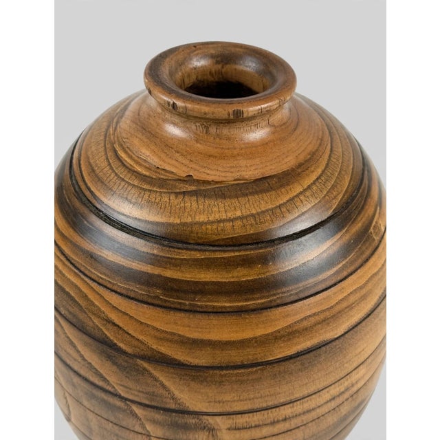 Hand-Turned White Oak Studio Art Vessel, Striped Grain For Sale - Image 4 of 4