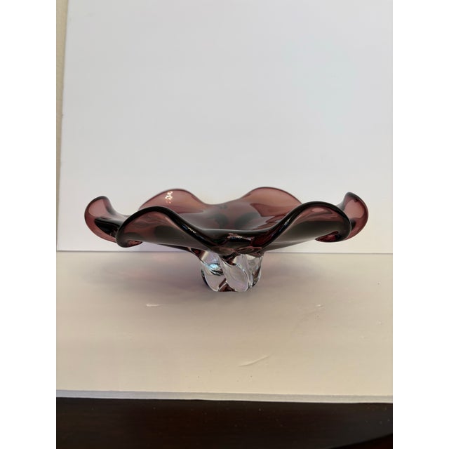 1990s 1990’s Royal Gallery Art Glass Amethyst Color Scheme With Clear Base For Sale - Image 5 of 5