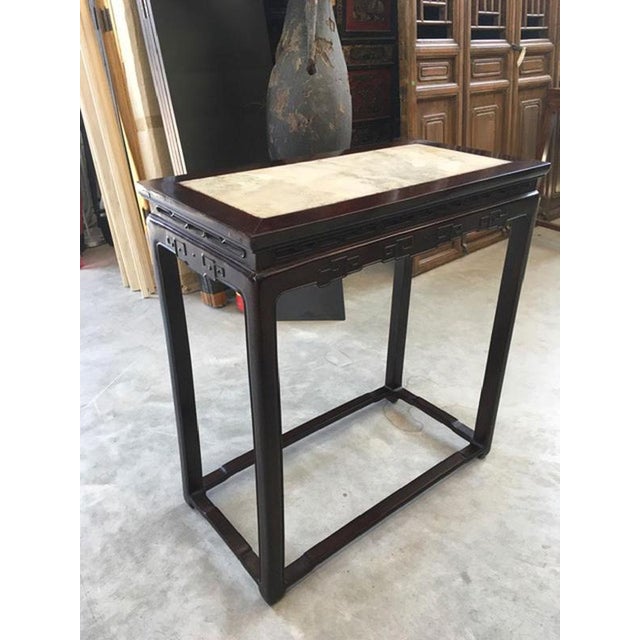 Early 20th Century Chinese Export Elmwood Console with Carrara Marble, 1950 For Sale - Image 10 of 18