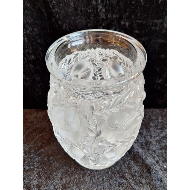 Vintage Vase Bagatelle in Satin Crystal Glass by Lalique, 1960s, in Very Good conditions. Designed 1920 to 1949 This piece...