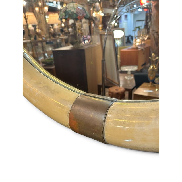 1980's Faux Elephant Tusk Console Table and Mirror For Sale In Los Angeles - Image 6 of 10