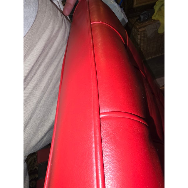 Attributed Knoll Barcelona Chair & Matching Ottoman – Early 1960s Chrome Frame, Custom Red Leather, Laurel Canyon Provenance For Sale - Image 15 of 15