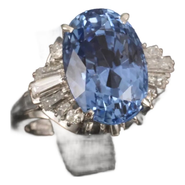 Late 20th Century Fine 9.91ct Gia Ceylon No Heat Sapphire 0.74ct Diamond Platinum Ring Size 6.25 For Sale