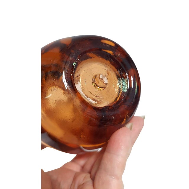 Late 20th Century Signed Fire and Light Orange Amber Glass Splash Vase Sculpture Brutalist Chunky Recycled For Sale - Image 5 of 10