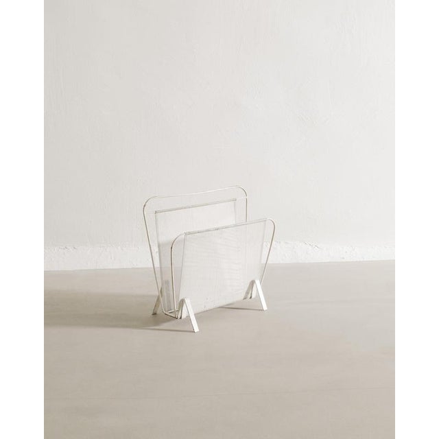 1950s French Mid-Century White Magazine Rack in Metal by Mathieu Matégot, 1950s For Sale - Image 5 of 5