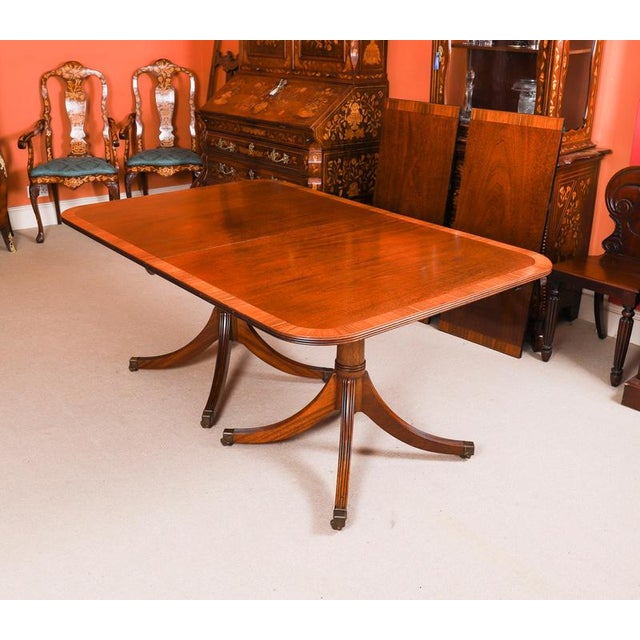 Wood Vintage Twin Pillar Flame Mahogany Dining Table by W. Tillman, 1980s For Sale - Image 7 of 16
