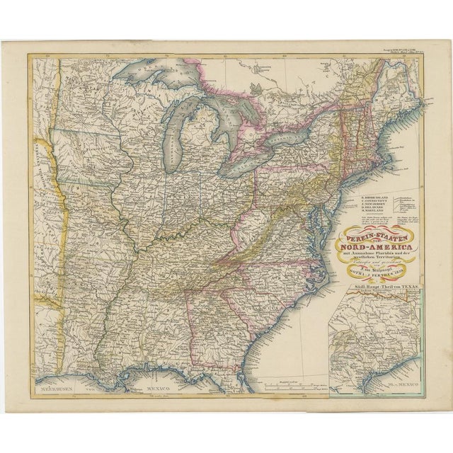 Antique map titled 'Verein-Staaten von Nord-America mit Ausnahme Florida's und der Westlichen Territorien'. This map...