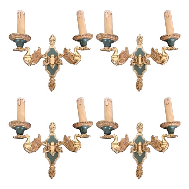 Gau Bronze Wall Lights from Maison Lucien, 1960s, Set of 4 For Sale