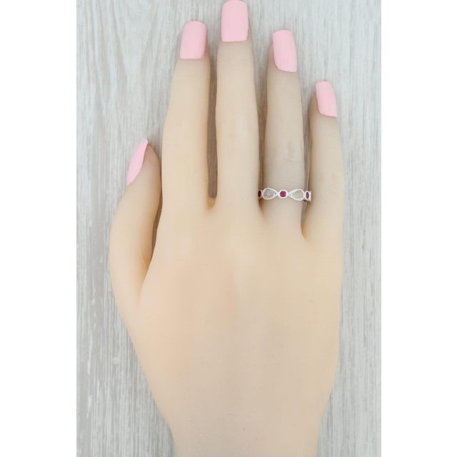 New Beverley K Red Ruby White Sapphire Stackable Ring 14k Gold Eternity Band 6.5 For Sale In Greensboro - Image 6 of 6