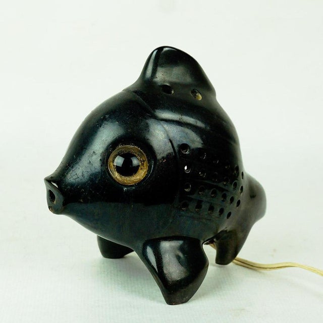Black Mid-Century Austrian Black Ceramic Fish from Anzengruber Keramik, 1950s For Sale - Image 8 of 9