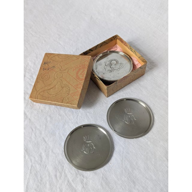 Engraved Pewter Glass Coasters by Just Andersen, 1930s, Set of 12 For Sale - Image 11 of 16
