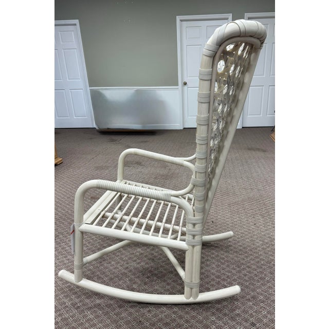 Pair of Nicole Hollis for McGuire Furniture Rattan Exalt Rocking Chairs For Sale In Greenville, SC - Image 6 of 12