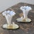 Vintage Opalescent Blown Glass Cornucopia-Style Trumpet Vessels on Mirrored Cut Glass Bases, A Pair, Circa 1930s. These...