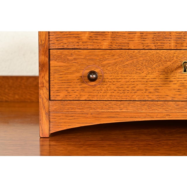 Stickley Harvey Ellis Collection Mission Arts & Crafts Inlaid Oak Jewelry Box For Sale - Image 9 of 15