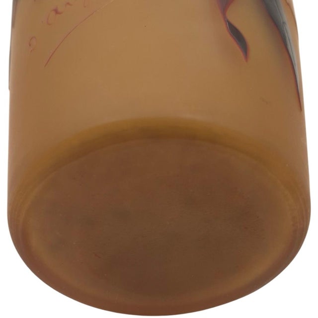 Antique d'Argental Art Nouveau Cameo Glass Botanical Berry Vase (10 Inches) For Sale - Image 6 of 12