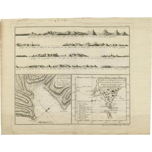 Paper Antique Map of the Strait of Le Maire by Cook, 1803 For Sale - Image 7 of 7